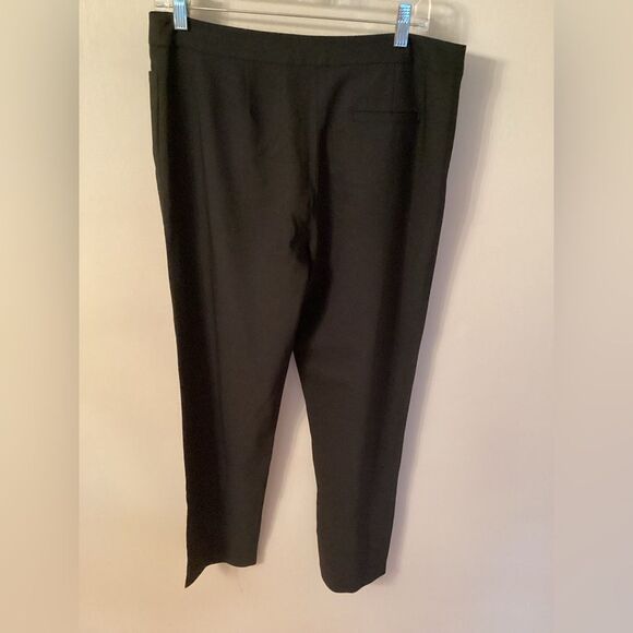 EILEEN FISHER SIZE PM BLACK WOOL BLEND FLAT FRONT ANKLE PANT TROUSERS - Picture 2 of 6
